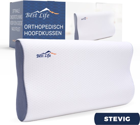 Best Life Hoofdkussen Nekklachten - Ergonomisch Kussen - Traagschuim Hoofdkussen - Slaapkussen - Guna Stevig Zijslaper